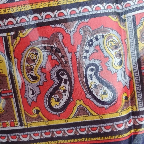 Vintage Silk Scarf Square Navy Blue Paisley Floral 31" Hand Rolled - Picture 10 of 10